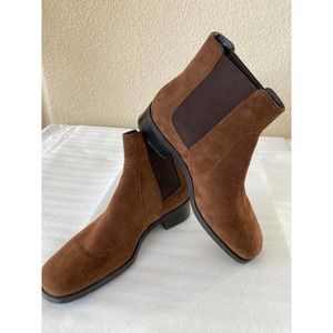 Aquatalia Brown Suede Weatherproof Chelsea Ankle Boots Size 6.5 US